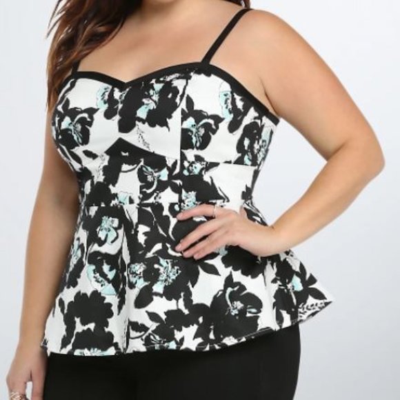 Torrid Tops - Floral Sateen Peplum Top